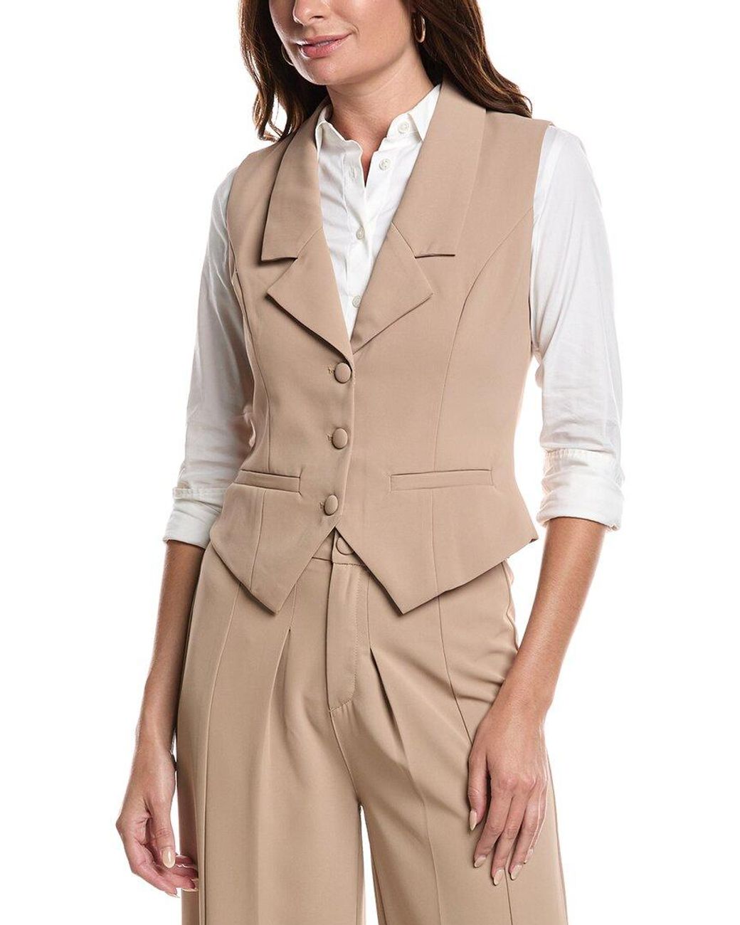 Gracia Natural Button Front Vest