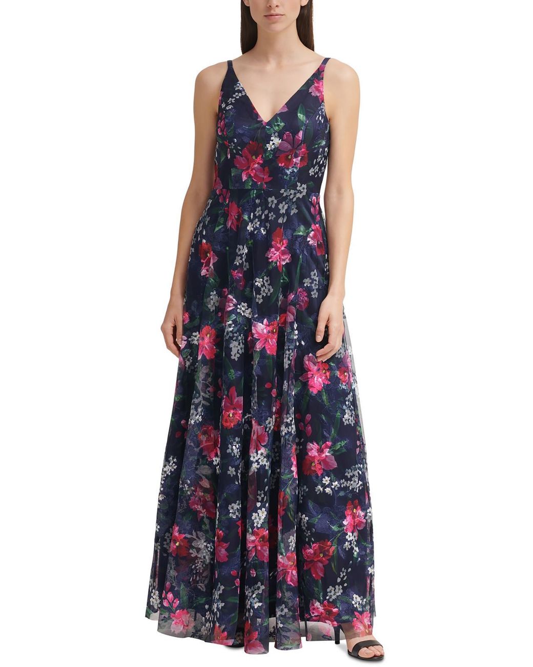 Eliza J Floral Sheer Evening Dress in Blue | Lyst