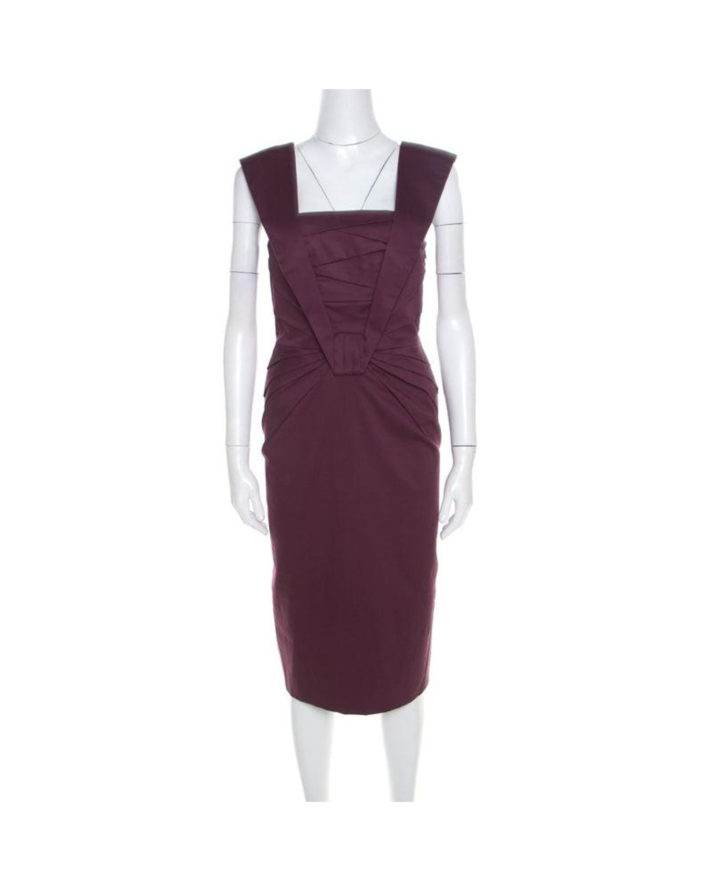 ESCADA Cotton Stretch Pleated Bodice Detail Sleeveless Pencil Dress in ...