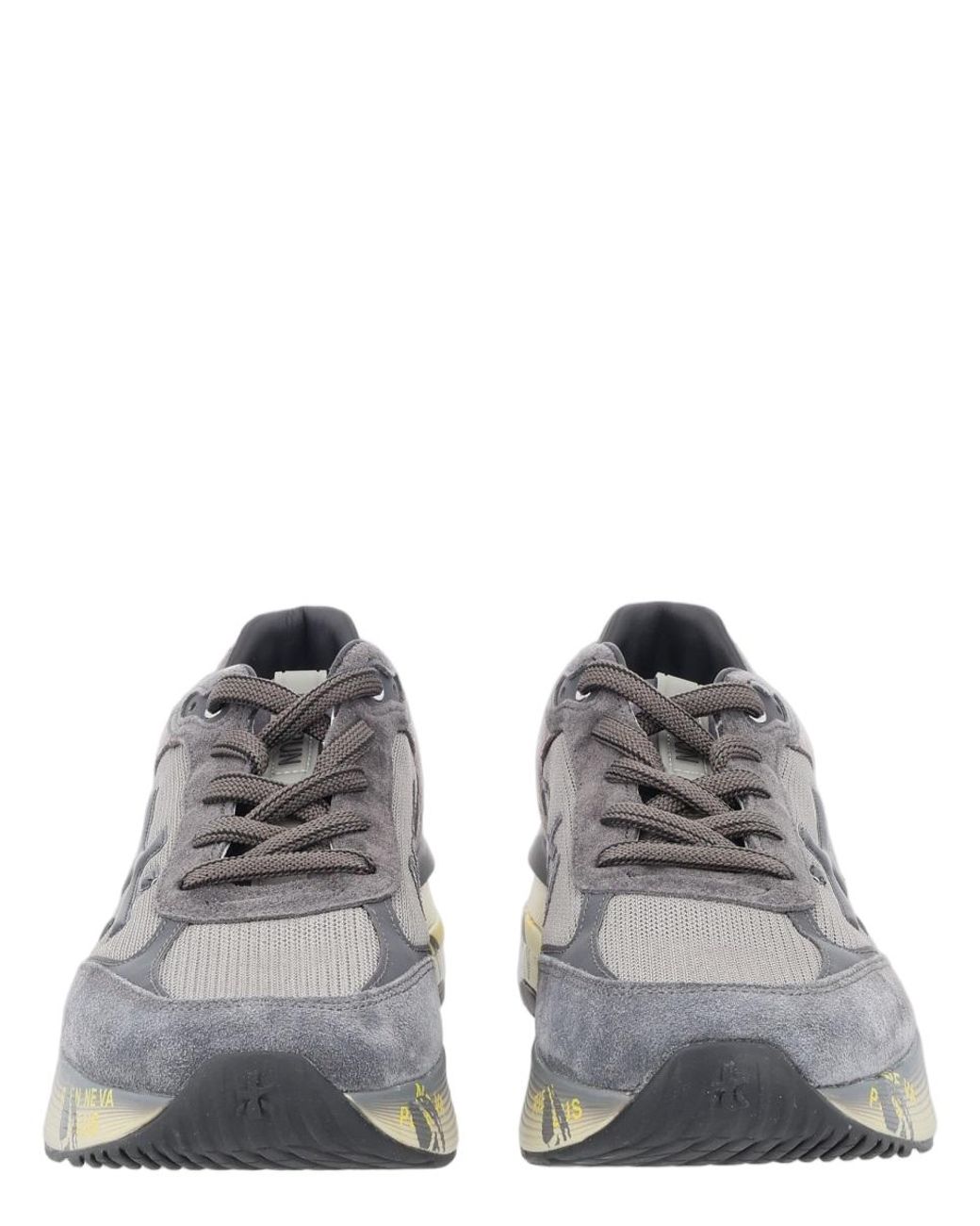 Premiata Gray Layered Suede Mesh Sneakers for men
