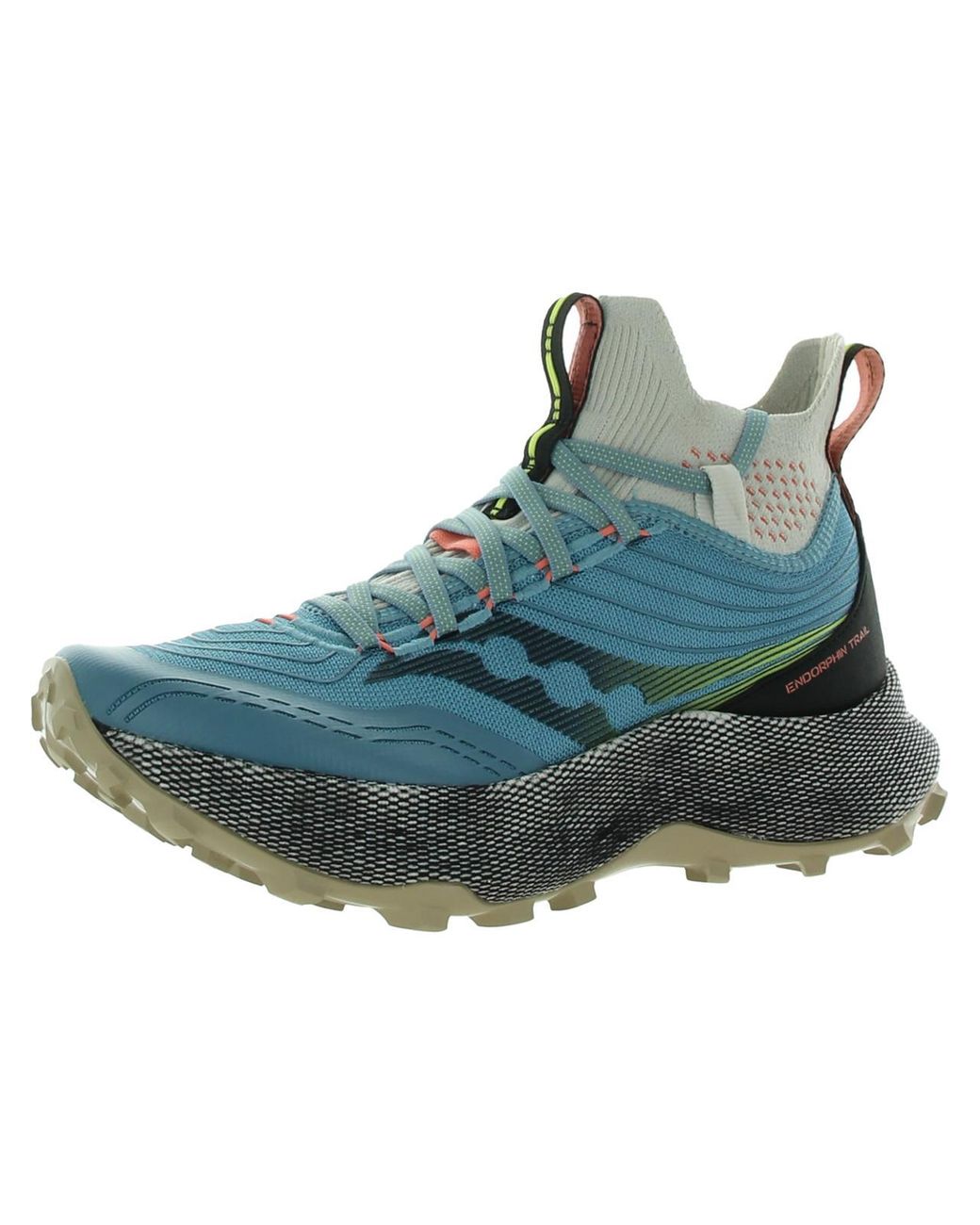 Saucony Endorphin Trail Mid Runshield Sock Trainer Hiking Shoes in Blue ...