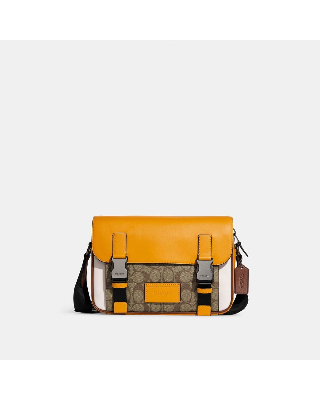 Coach Outlet Track Crossbody In Colorblock Signature Canvas in Orange