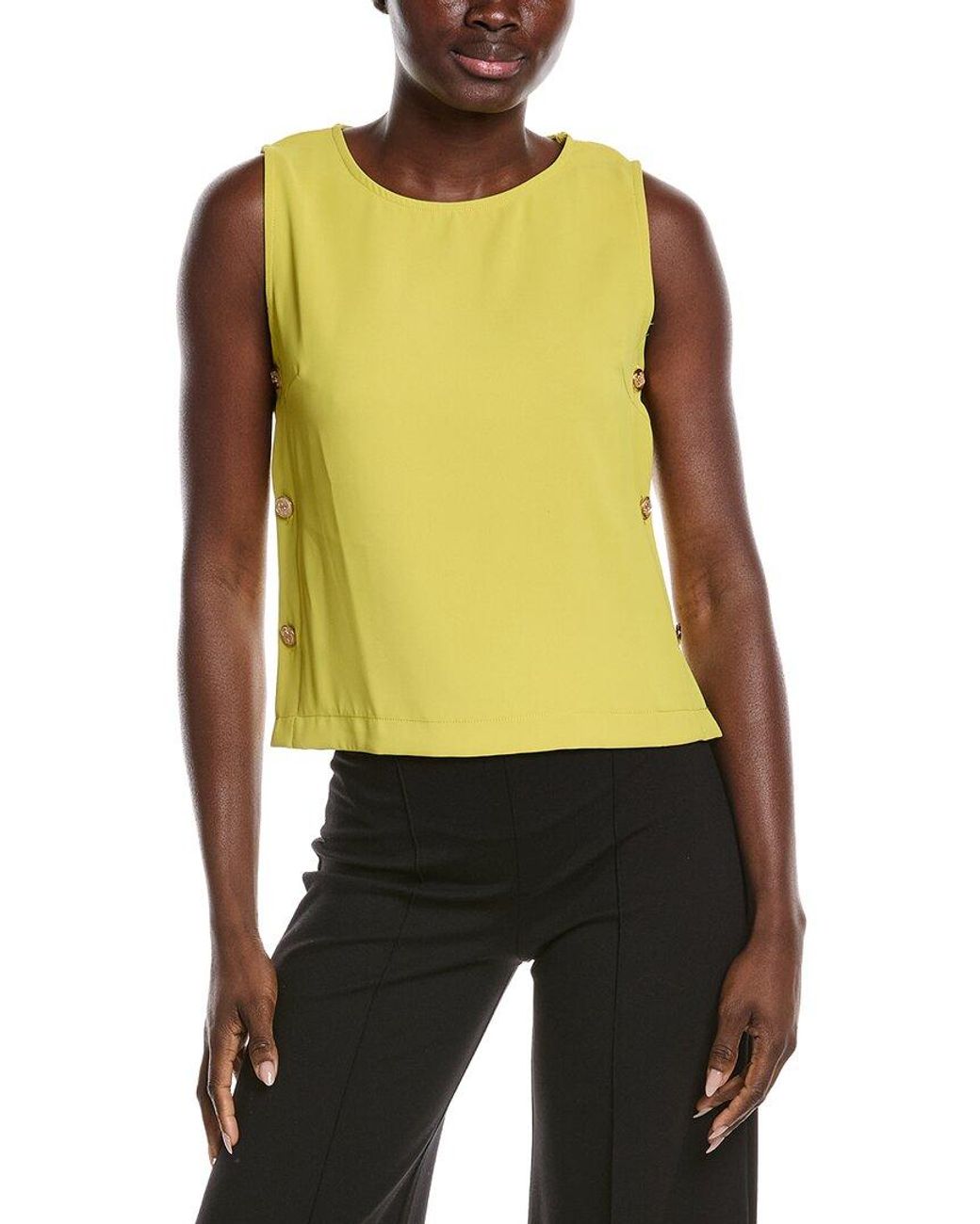 Gracia Yellow Side Button Design Top