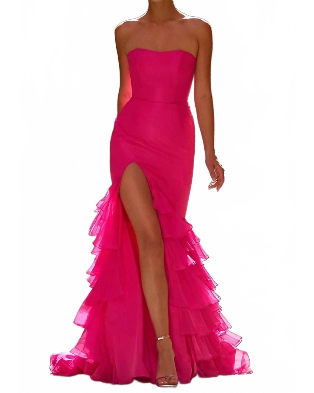 Pink Ruffle Dress Design Sherri Hill Tiered Ruffle Gown in Pink | Lyst