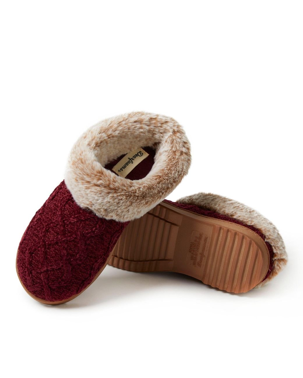Dearfoams Hannah Chenille Knit Clog Slippers in Brown Lyst