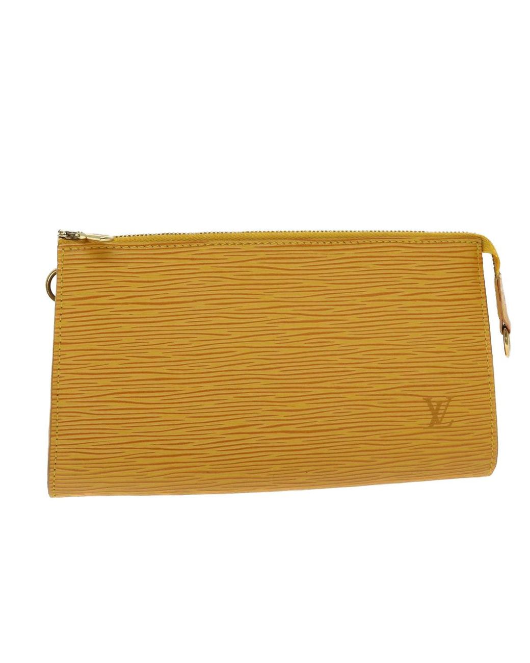 Pochette accessoire leather clutch bag Louis Vuitton Yellow in