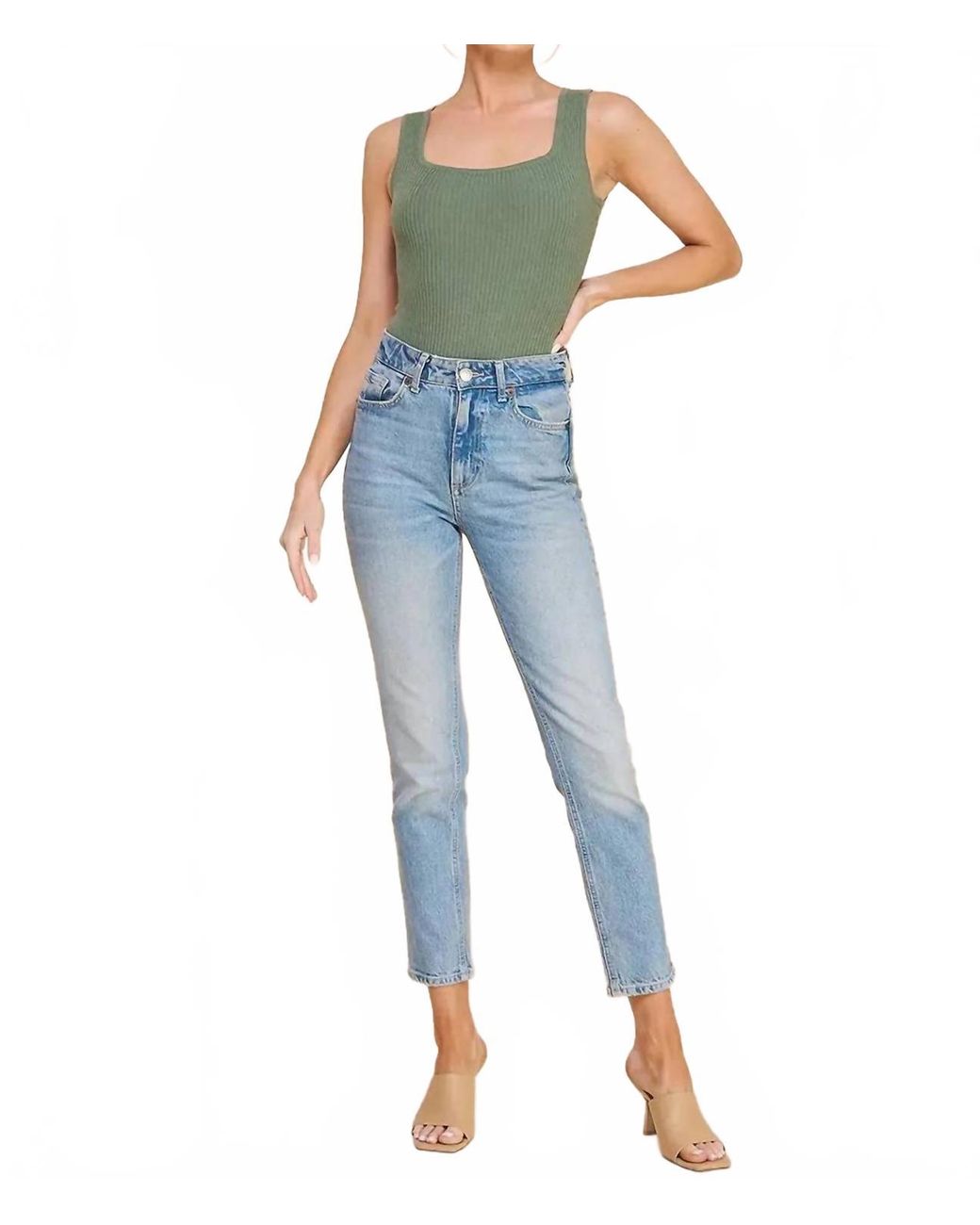 Allie Rose Lily Square Neck Bodysuit in Blue | Lyst