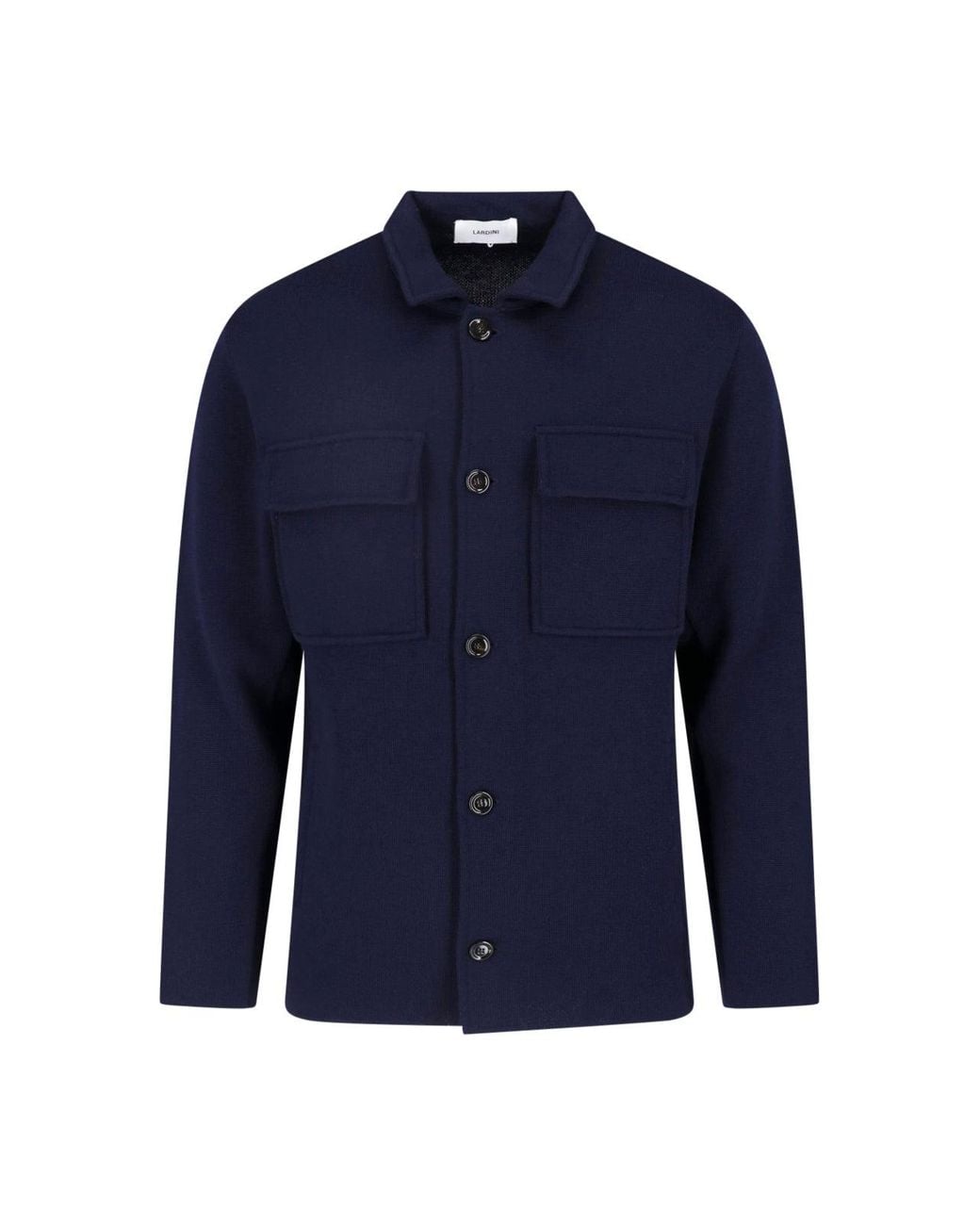 Lardini Blue Knit Shirt Jacket for men