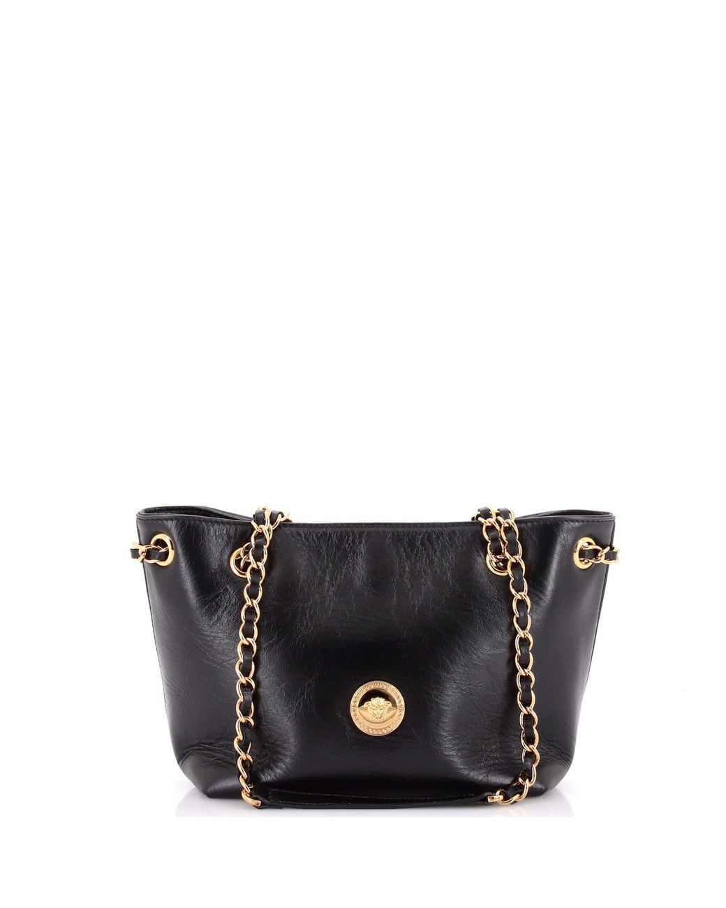Versace Medusa Icon Chain Tote Leather Mini in Black | Lyst