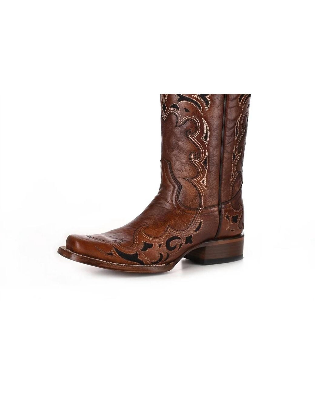 Circle Brown Side Embroidery Boots