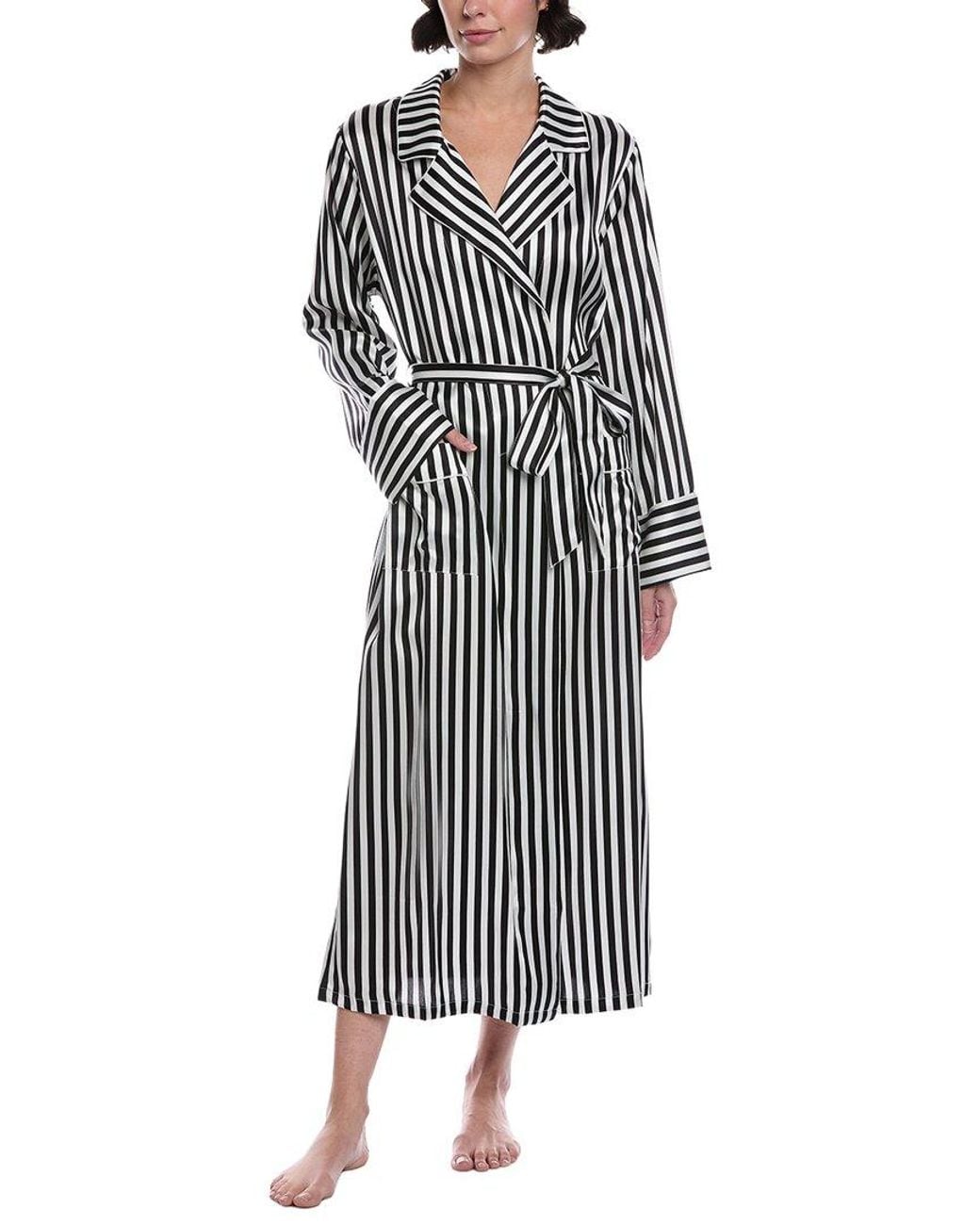 Long Work Robe Petite Plume Long Silk Robe in Black | Lyst