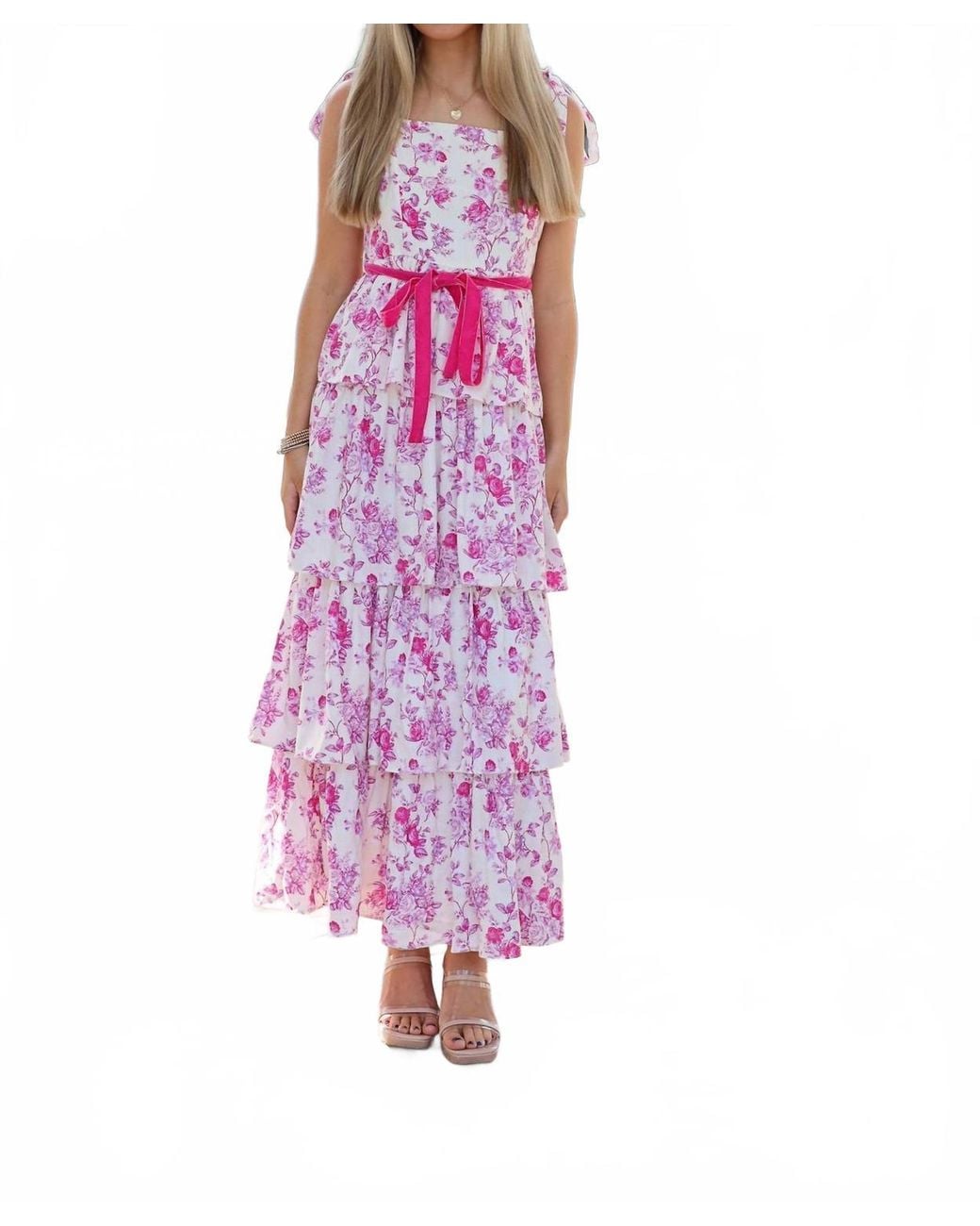 TCEC Purple Rosette Midi Dress