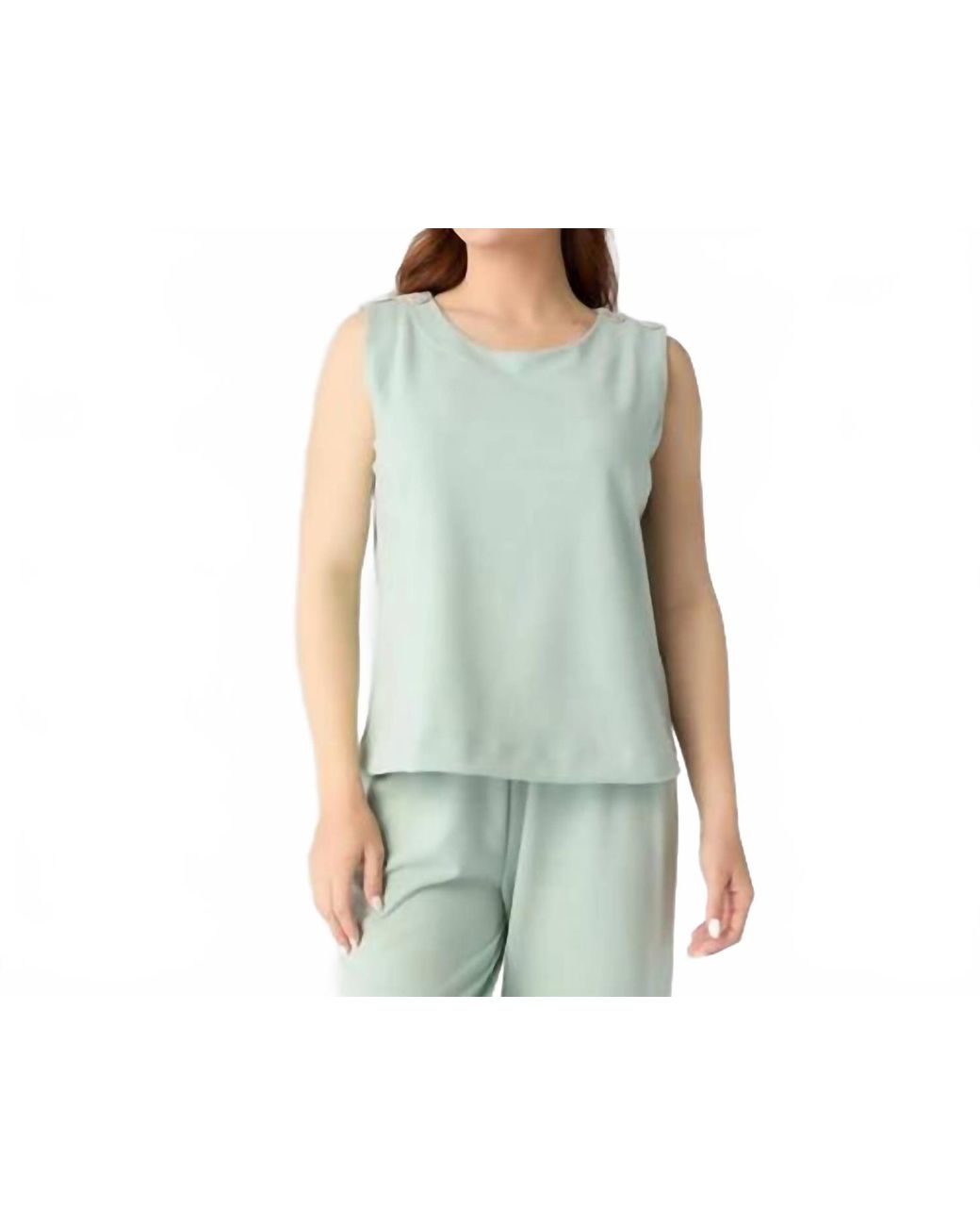 Coco + Carmen Green Weekend Brushed Button Shoulder Tank Top