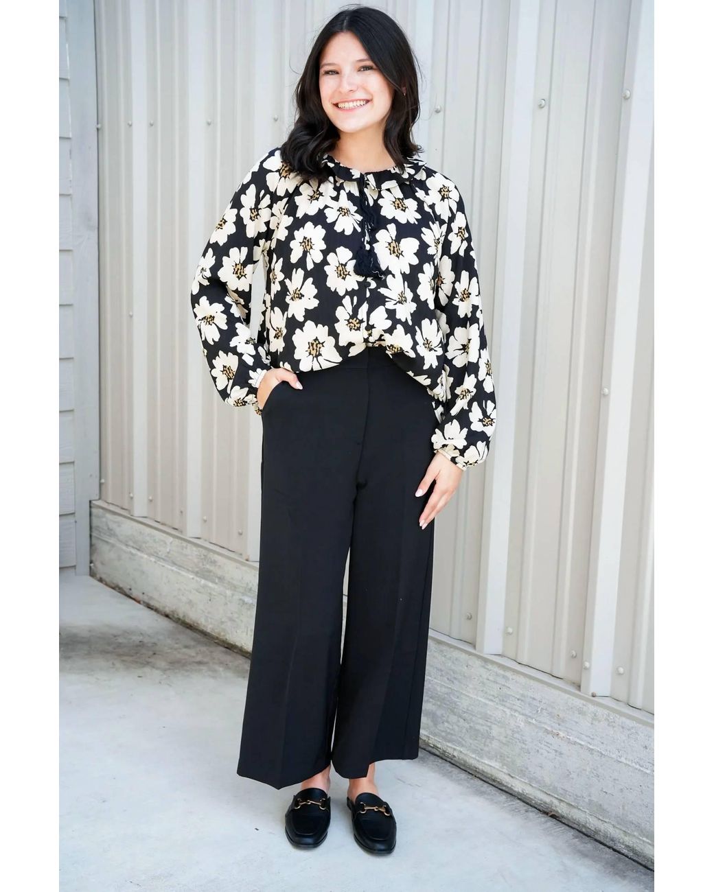 Doe And Rae Gray Button Down Blouse