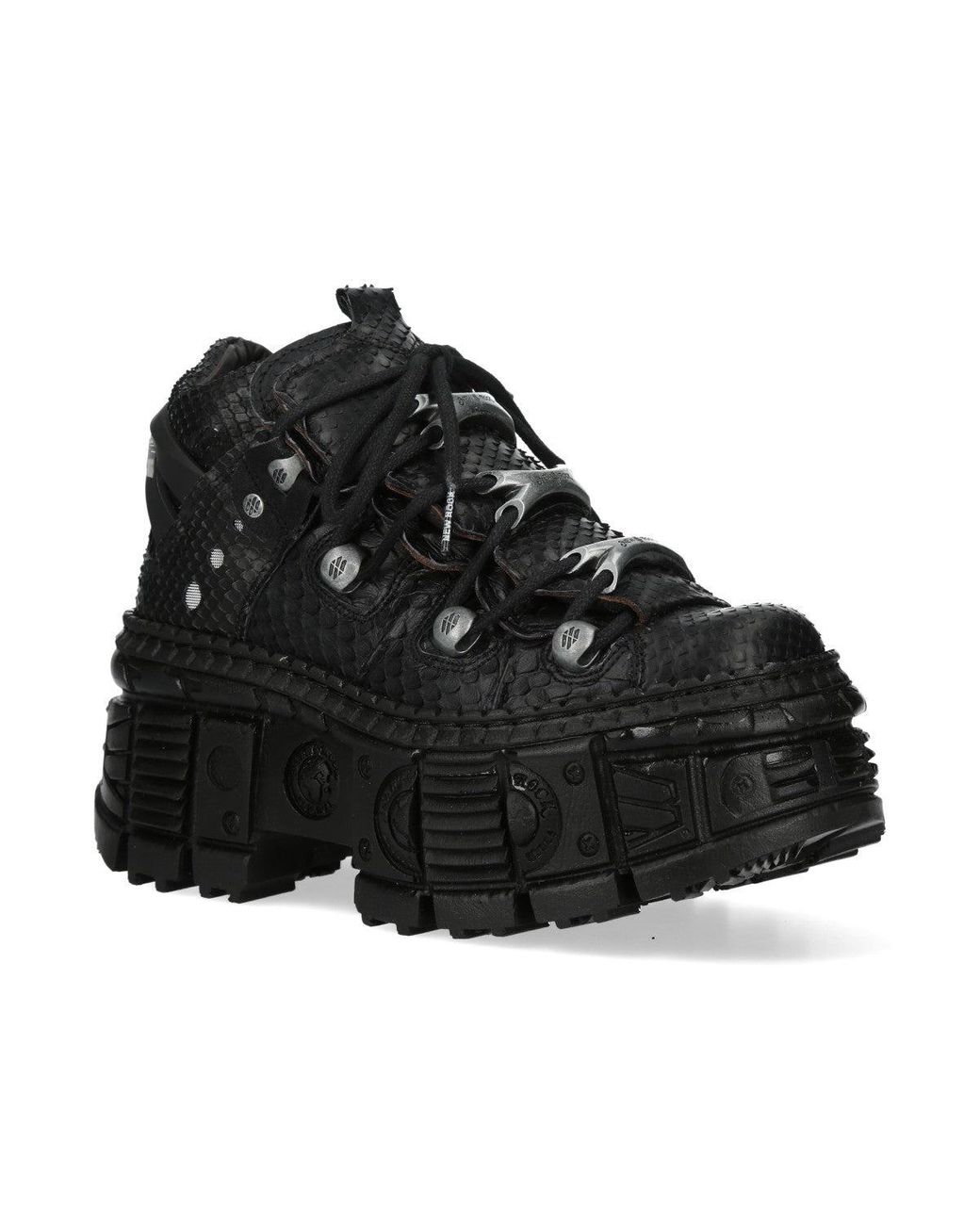 New Rock M-106Wall-C65 Python Leather Platform Ankle Boots in Black | Lyst
