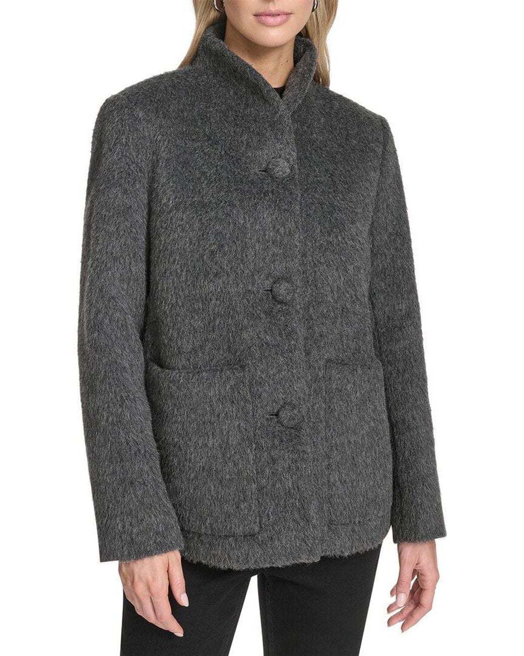 Andrew Marc Gray Wool-Blend Piper Jacket