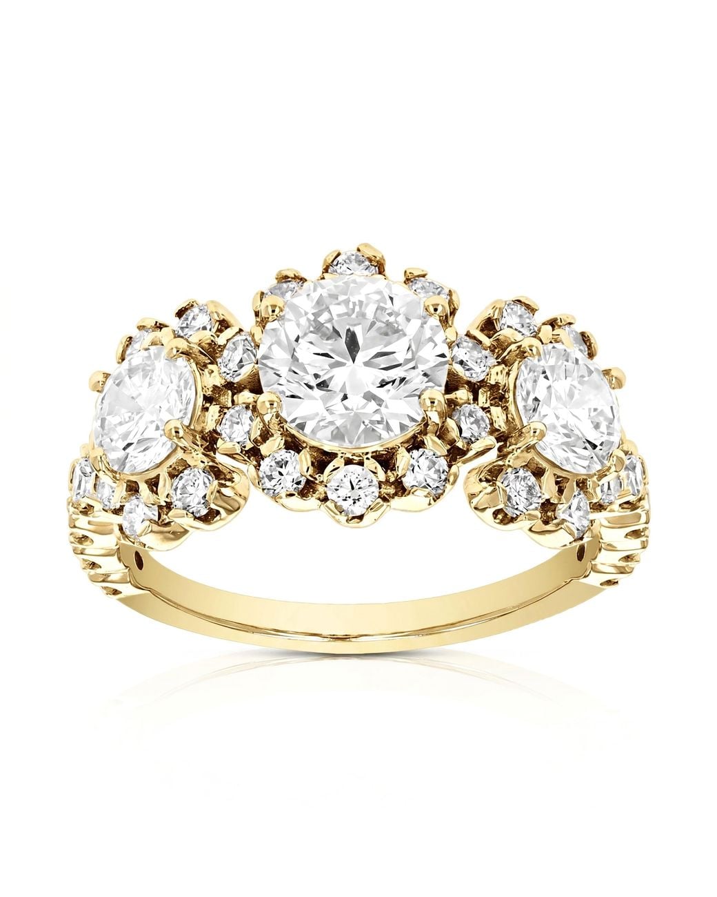 Stone Yellow Color Vir Jewels 2 Cttw Lab Grown Diamond 3 Stone Engagement Ring in Metallic ...
