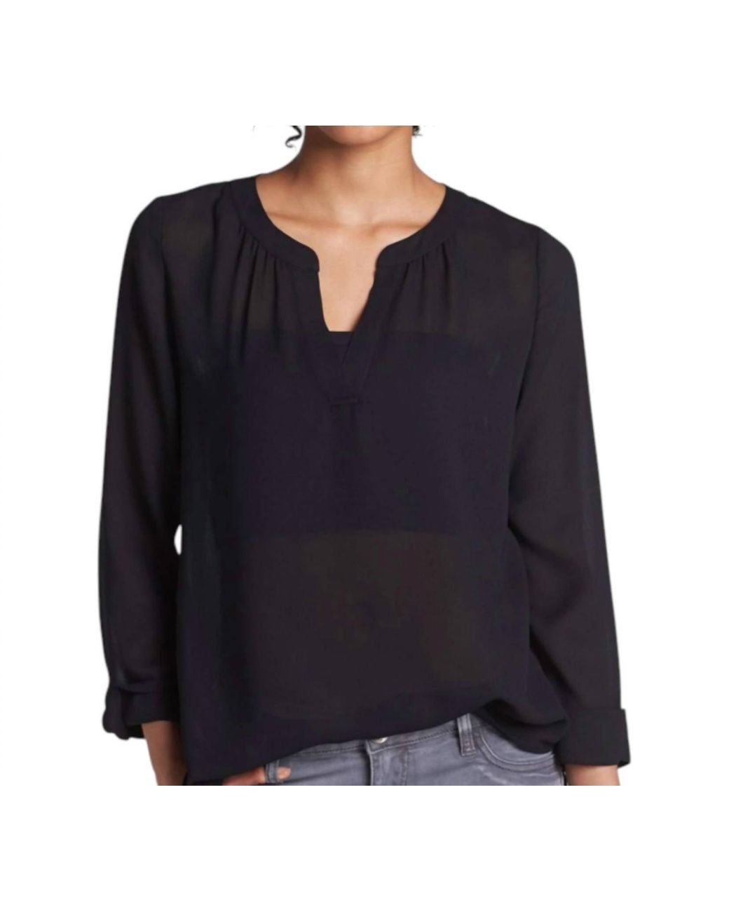 Halogen® Blue Split Neck Blouse