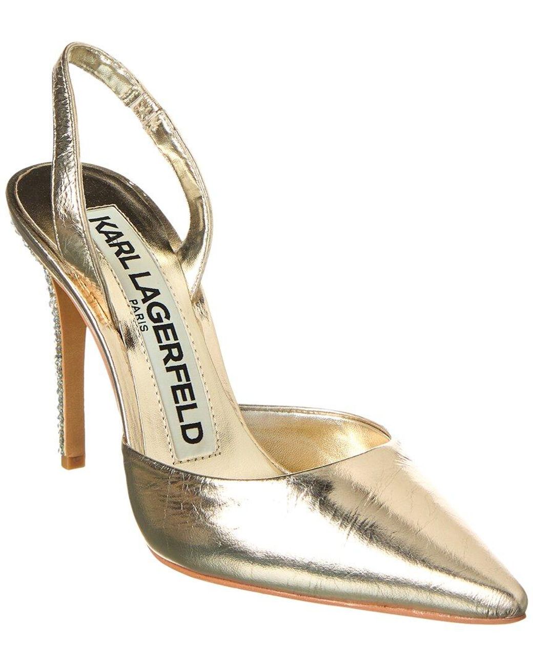 Karl Lagerfeld Caslynn Leather Slingback Pump in Metallic Lyst