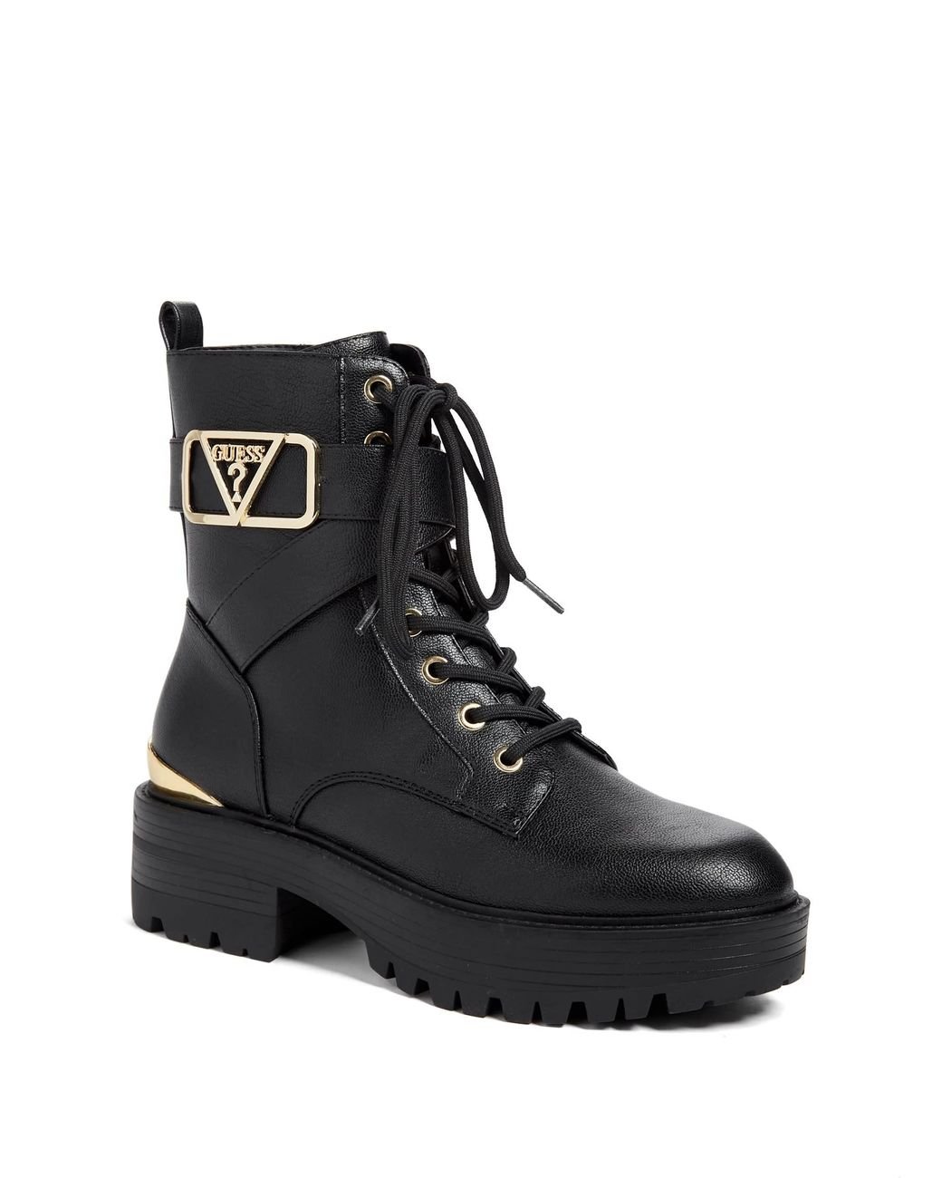 Guess Factory Flat Combat Booties in Black Lyst