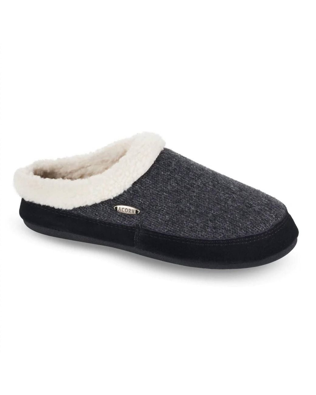 Acorn Black Mule Ragg Slipper