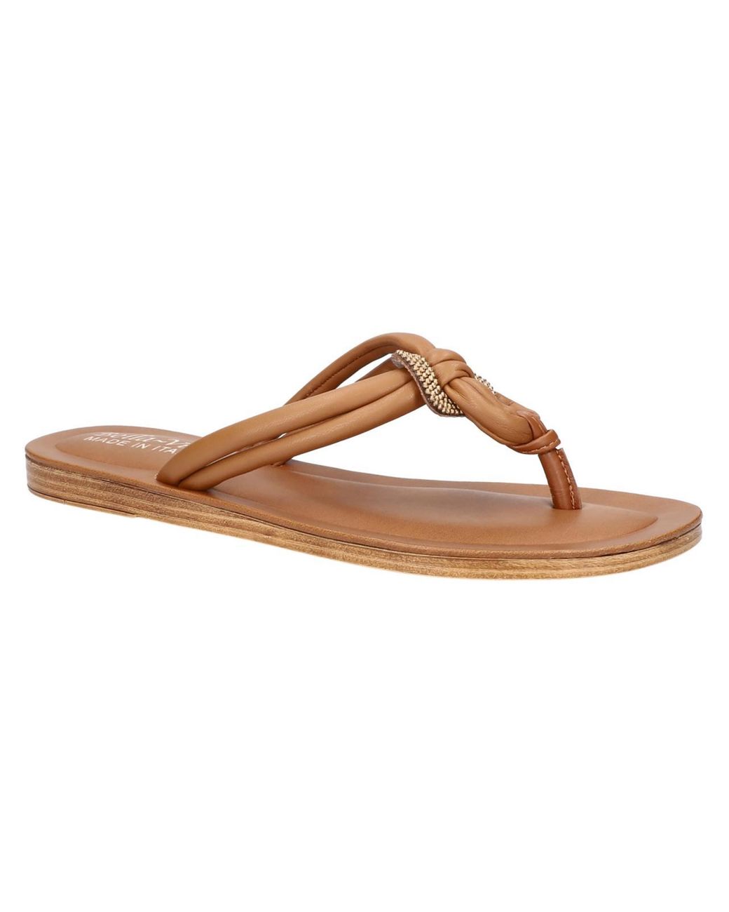 Bella Vita Zev Italy Faux Leather Thong Sandals in Brown Lyst