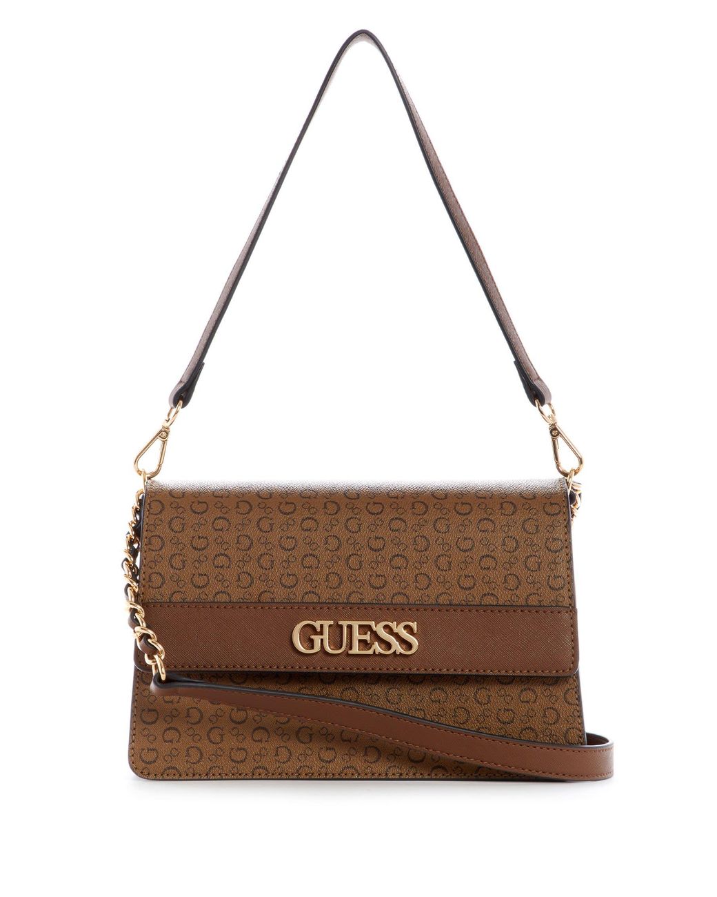 Guess James Logo Convertible Crossbody Flap Shoulder Bag - Taupe Logo