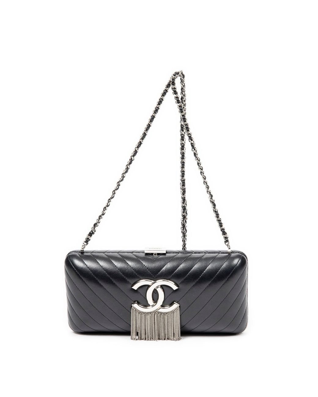 Chanel Chain Fringe Clutch in Black