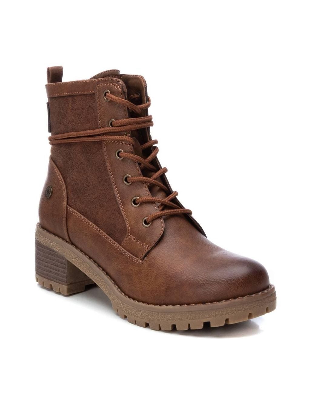 Xti Brown Lace-Up Booties By A