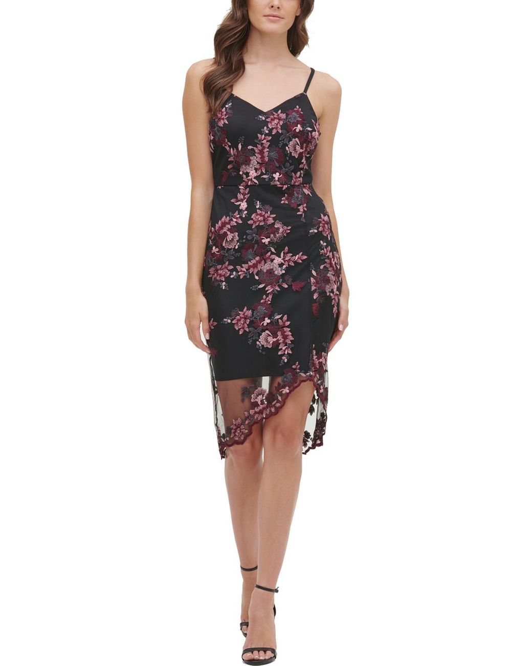 Guess Lace Floral Cocktail Dress in Black Lyst