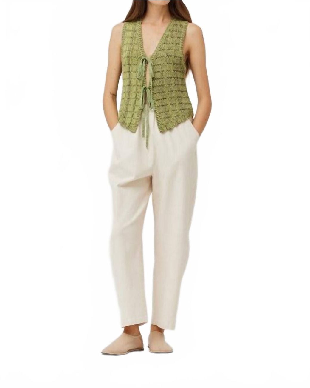 GRADE & GATHER White Arc Easy Pants