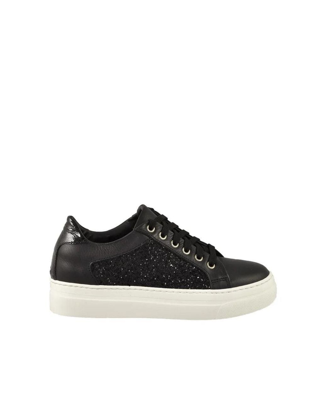 Twelve Style Division Black Leather/Polyurethane Sneakers