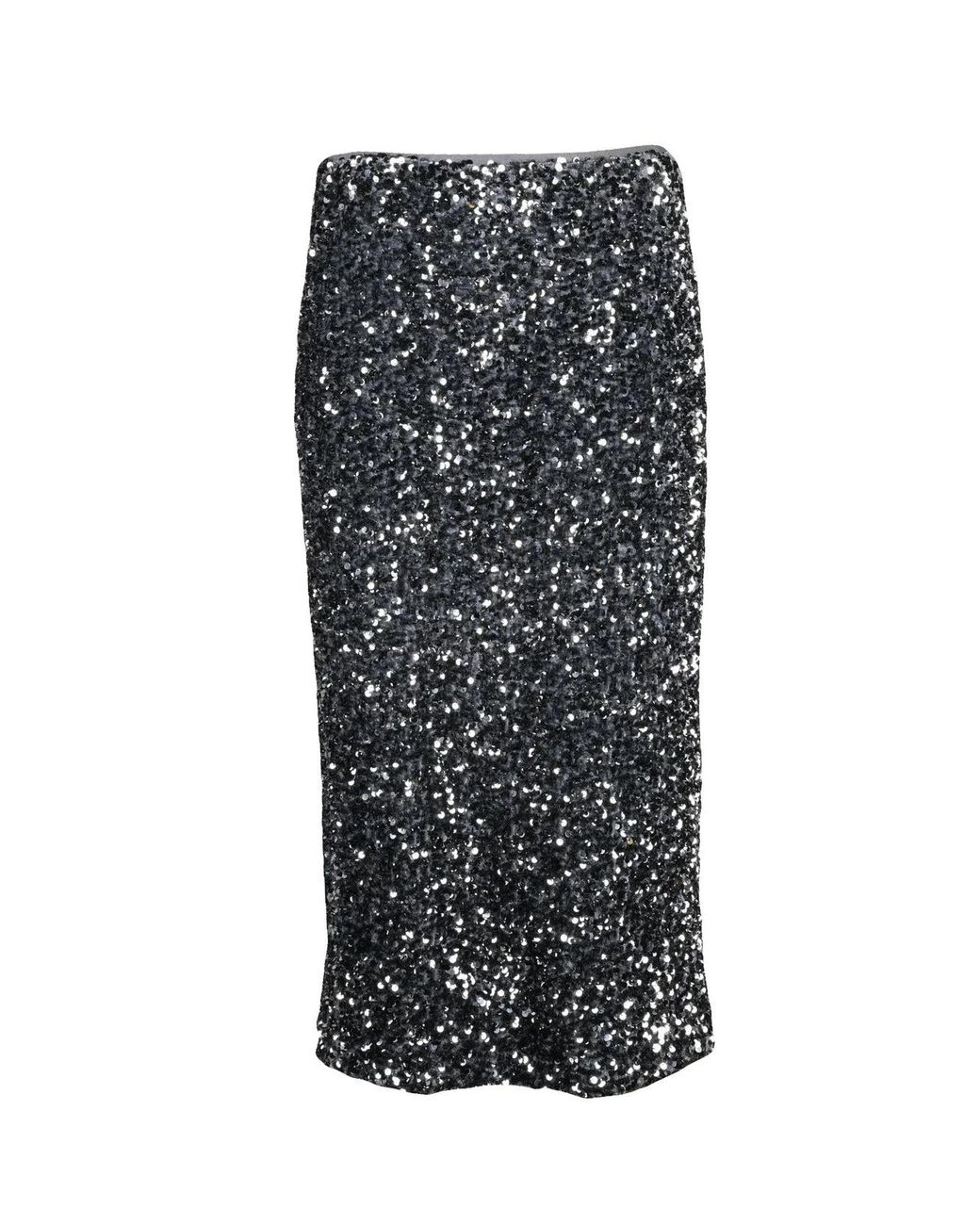 ViCOLO Black Sequin Stretch Zip Midi Skirt