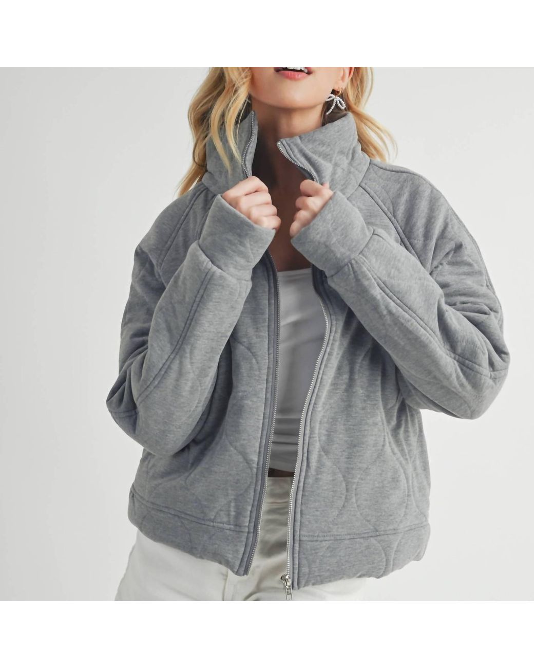 AEMI + CO Gray Darla Quilted Jacket