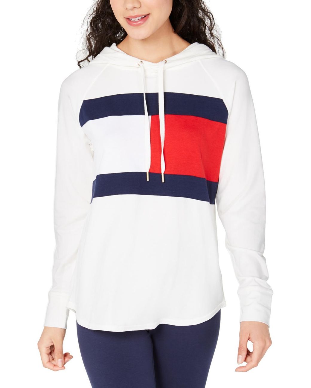 Tommy Hilfiger Fitness Colorblock Hoodie in White Lyst