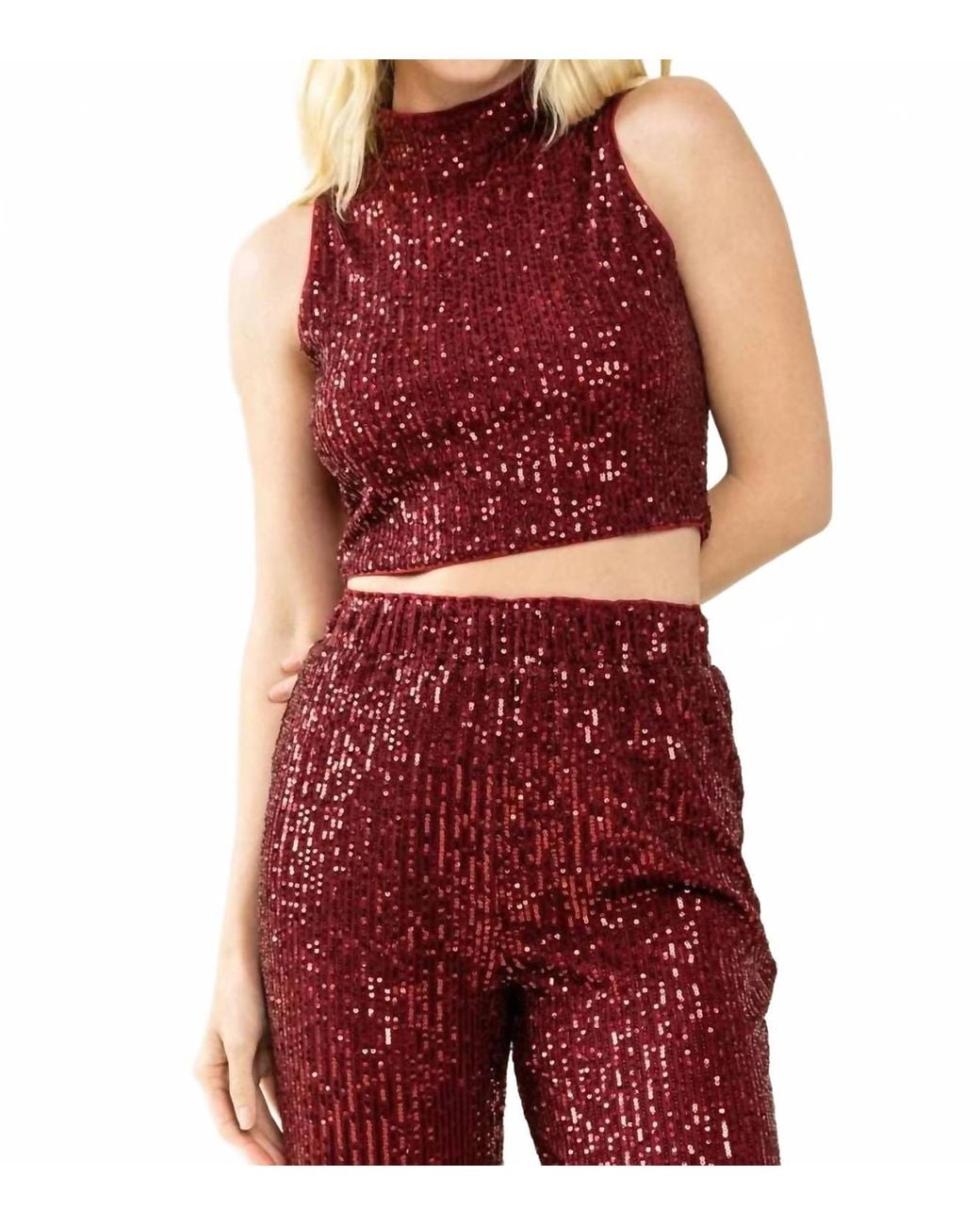 TCEC Red Sarah Sequin Crop Top