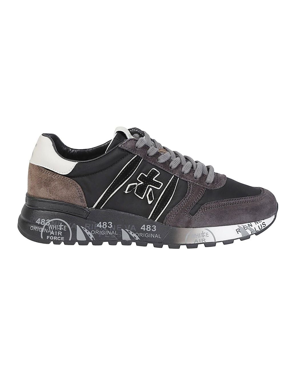 Premiata Black Lander Polyamide Leather-Blend Sneakers for men