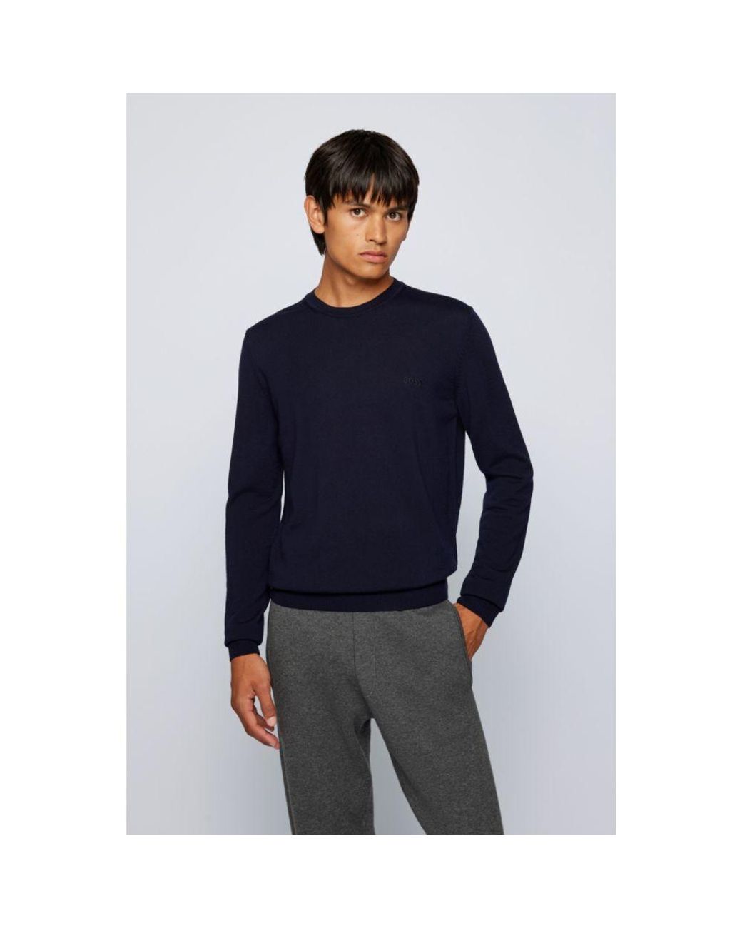 BOSS - Regular-fit V-neck sweater in extra-fine merino wool