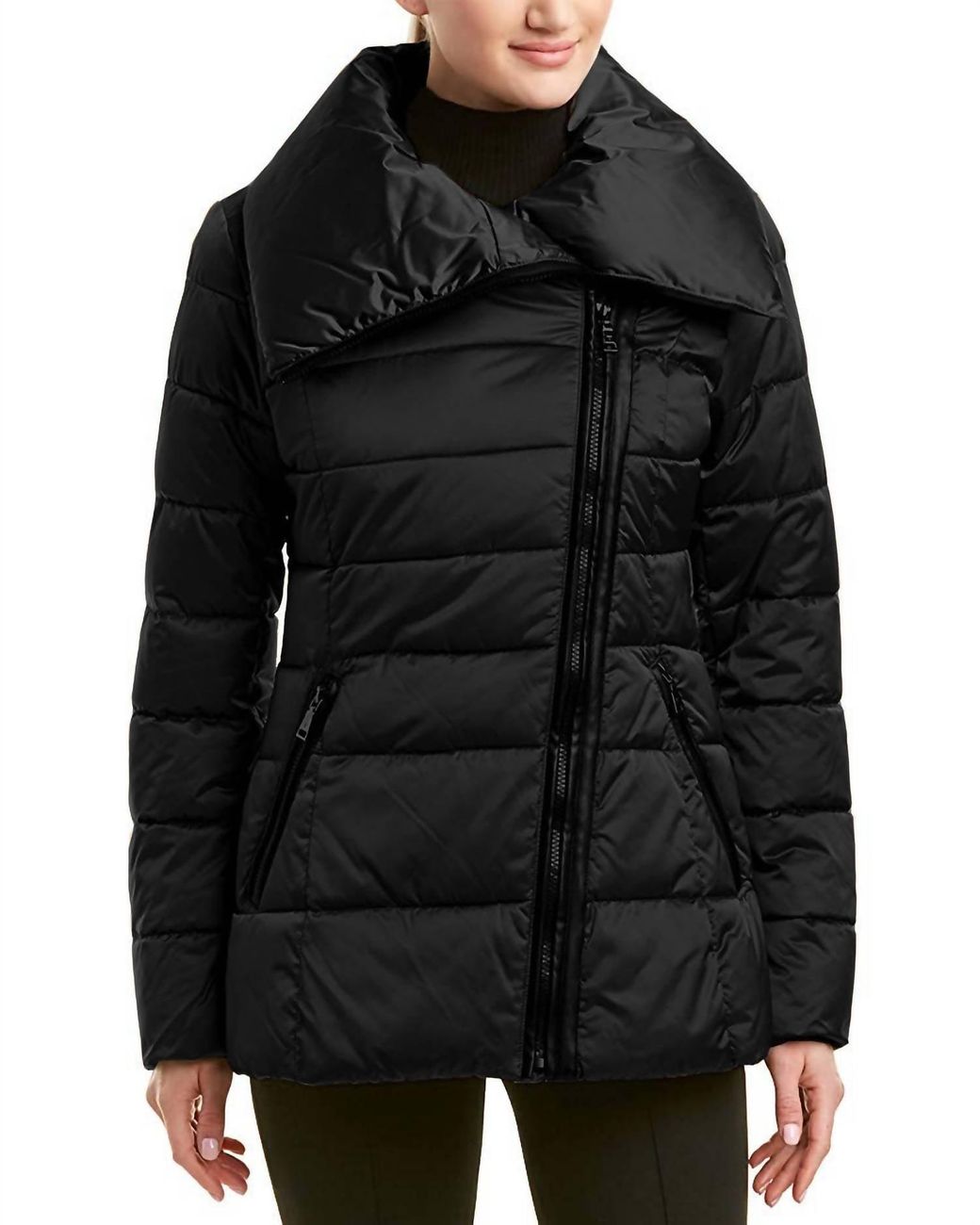 T tahari asymmetrical sales puffer coat