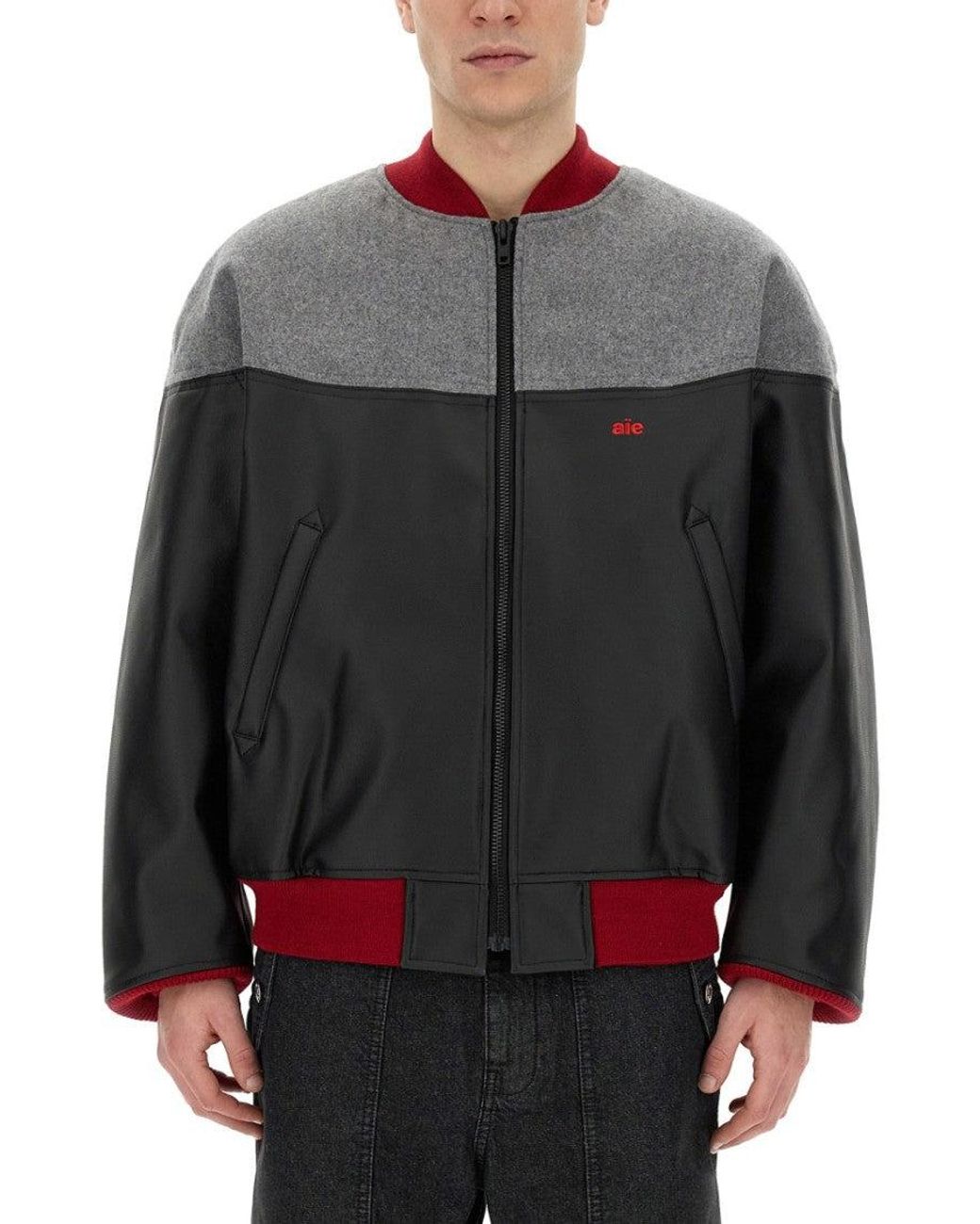 A.I.E. Gray Casual Jacket With Contrasting Wool Upper for men