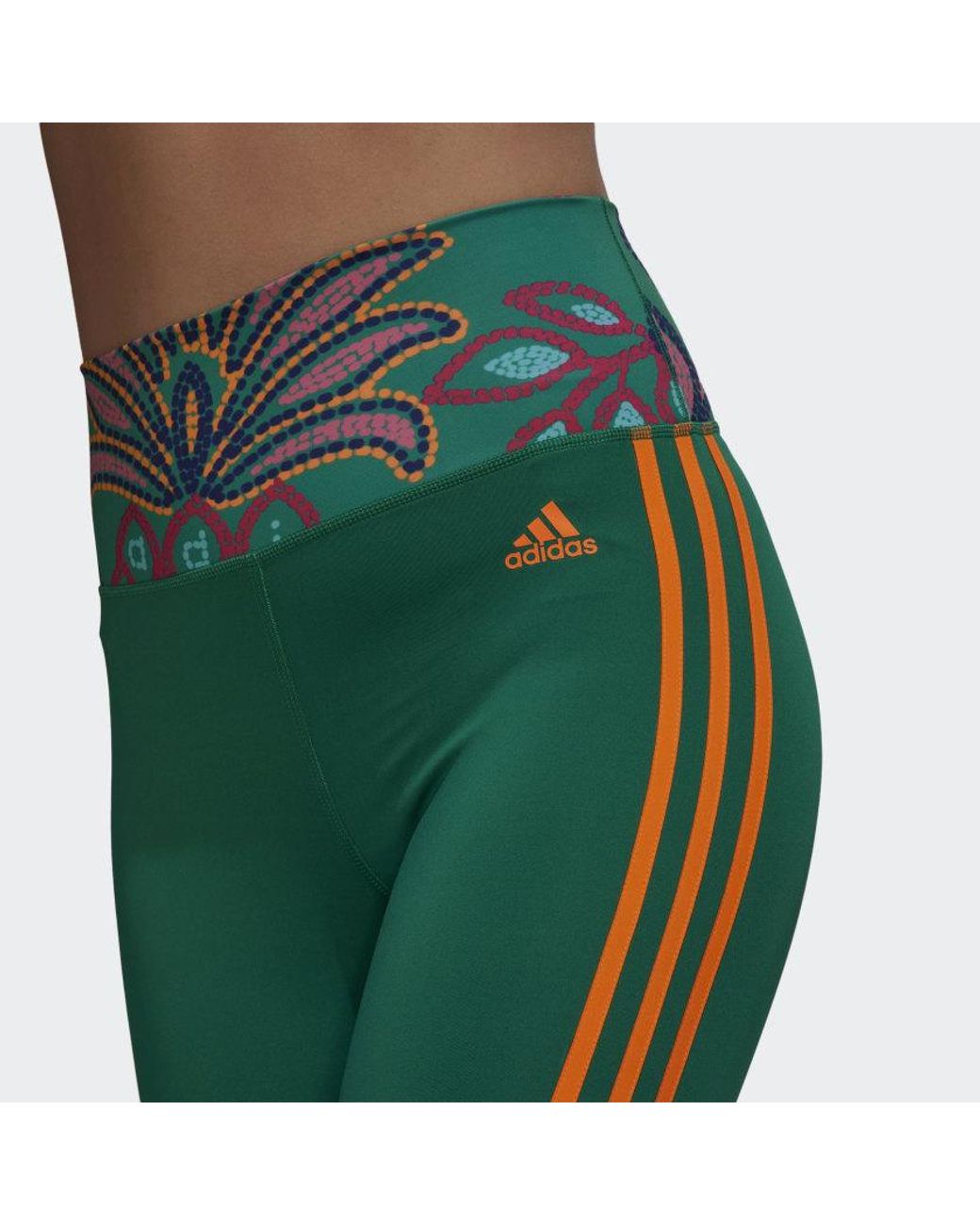 Adidas + Farm Rio Sz Large Leggings Green Aeroready Training Pants