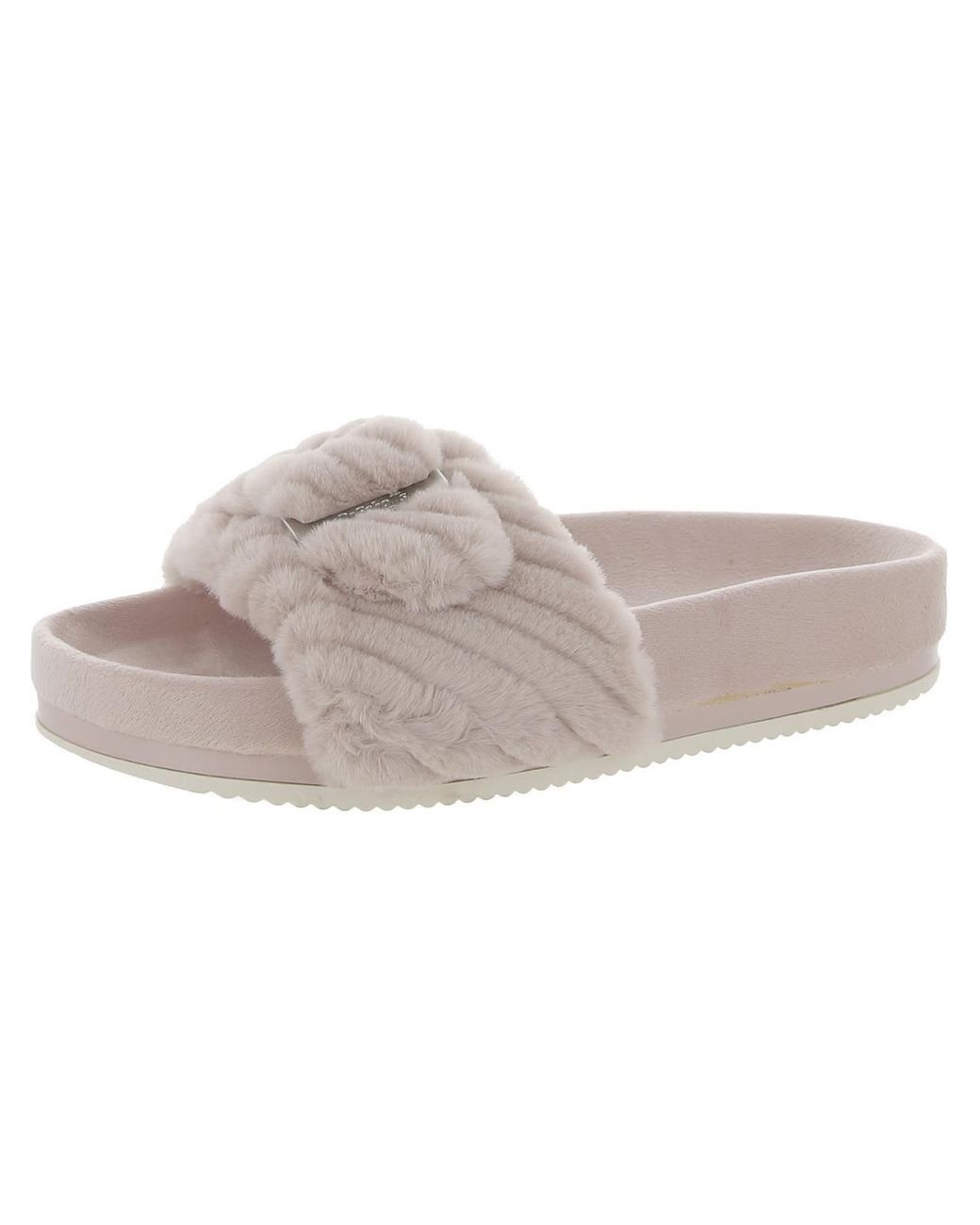 Dr. Scholls Og Slide Faux Fur Slip On Pool Slides in Natural Lyst