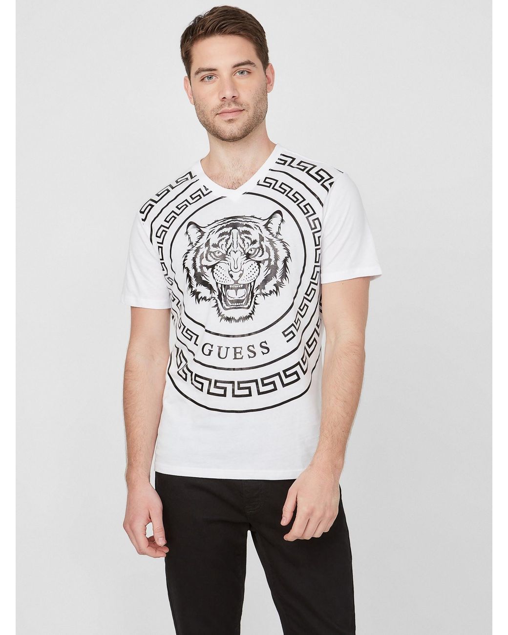 Guess Factory Griffin Tiger Tee in White for Men | Lyst