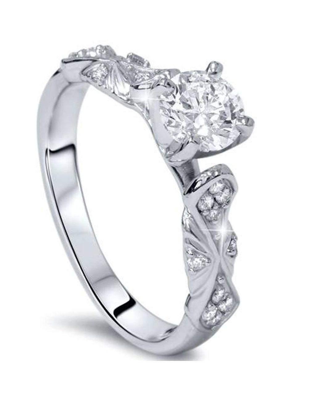 Pompeii3 1/2ct Sculptural Diamond Vintage Engagement Ring in Metallic