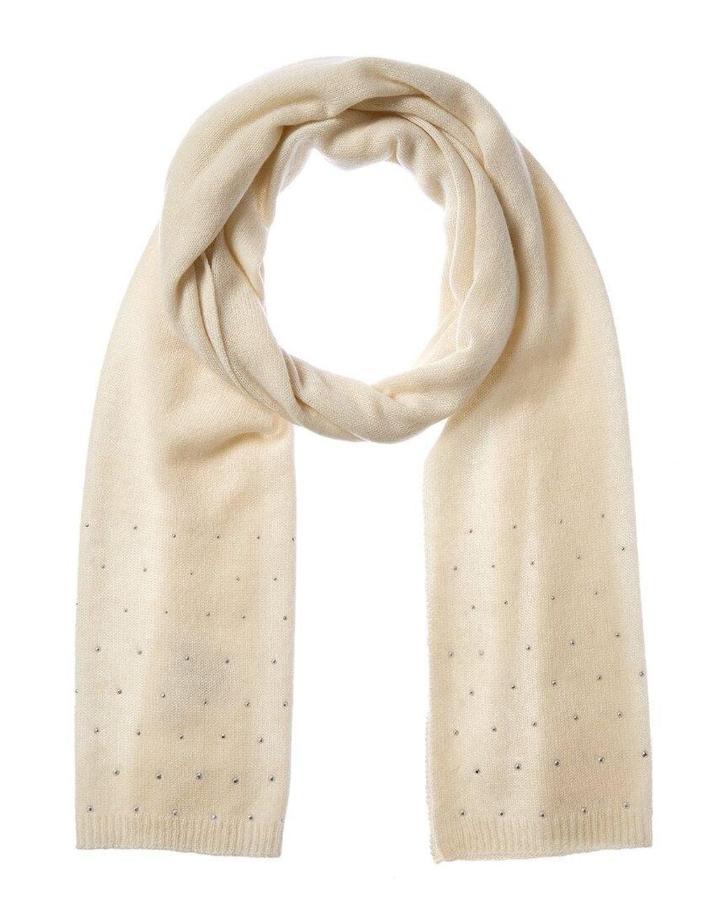 Forte Natural Cashmere Rhinestone Border Cashmere Scarf