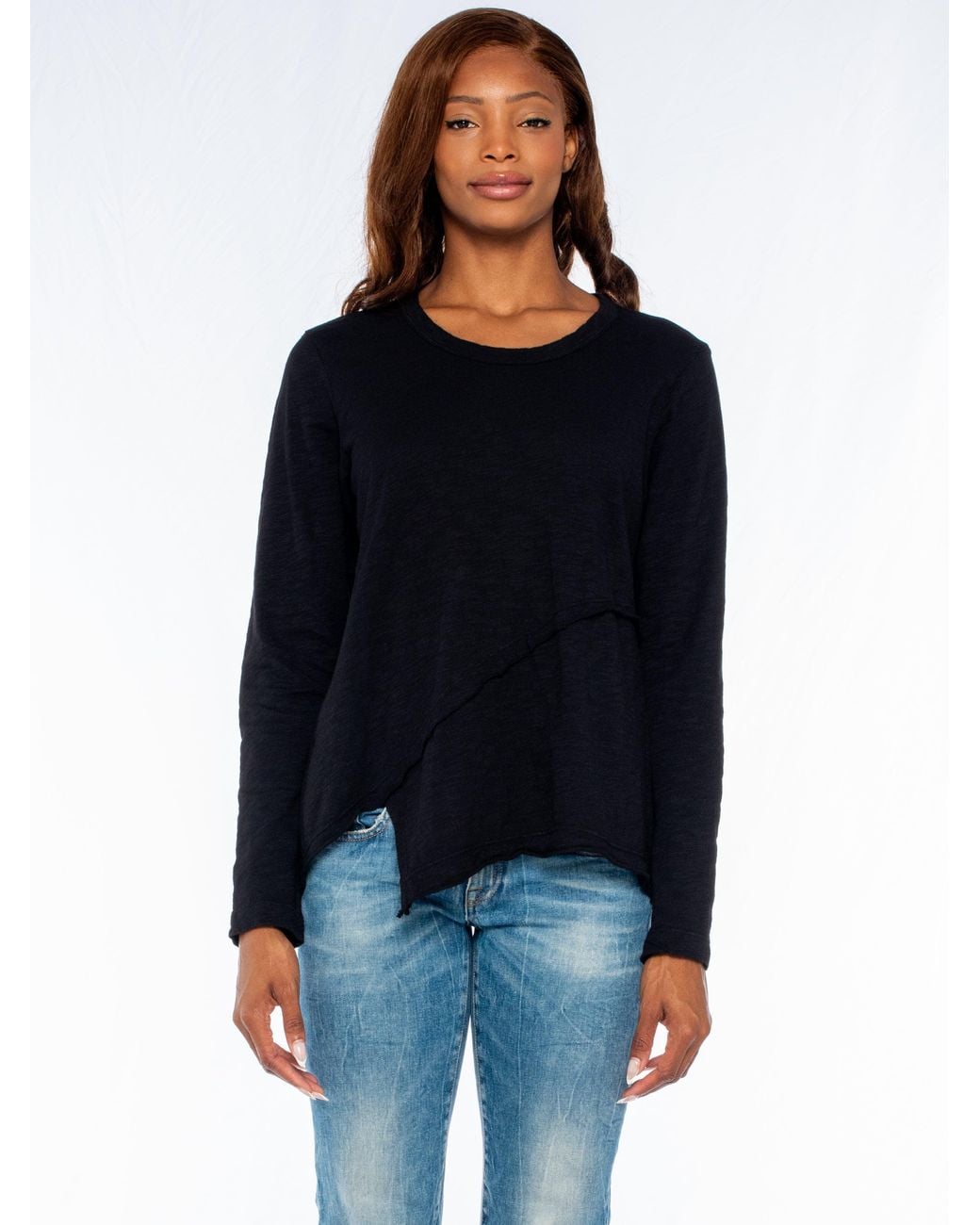 Wilt Black Crew L/S Easy Crossover Hem