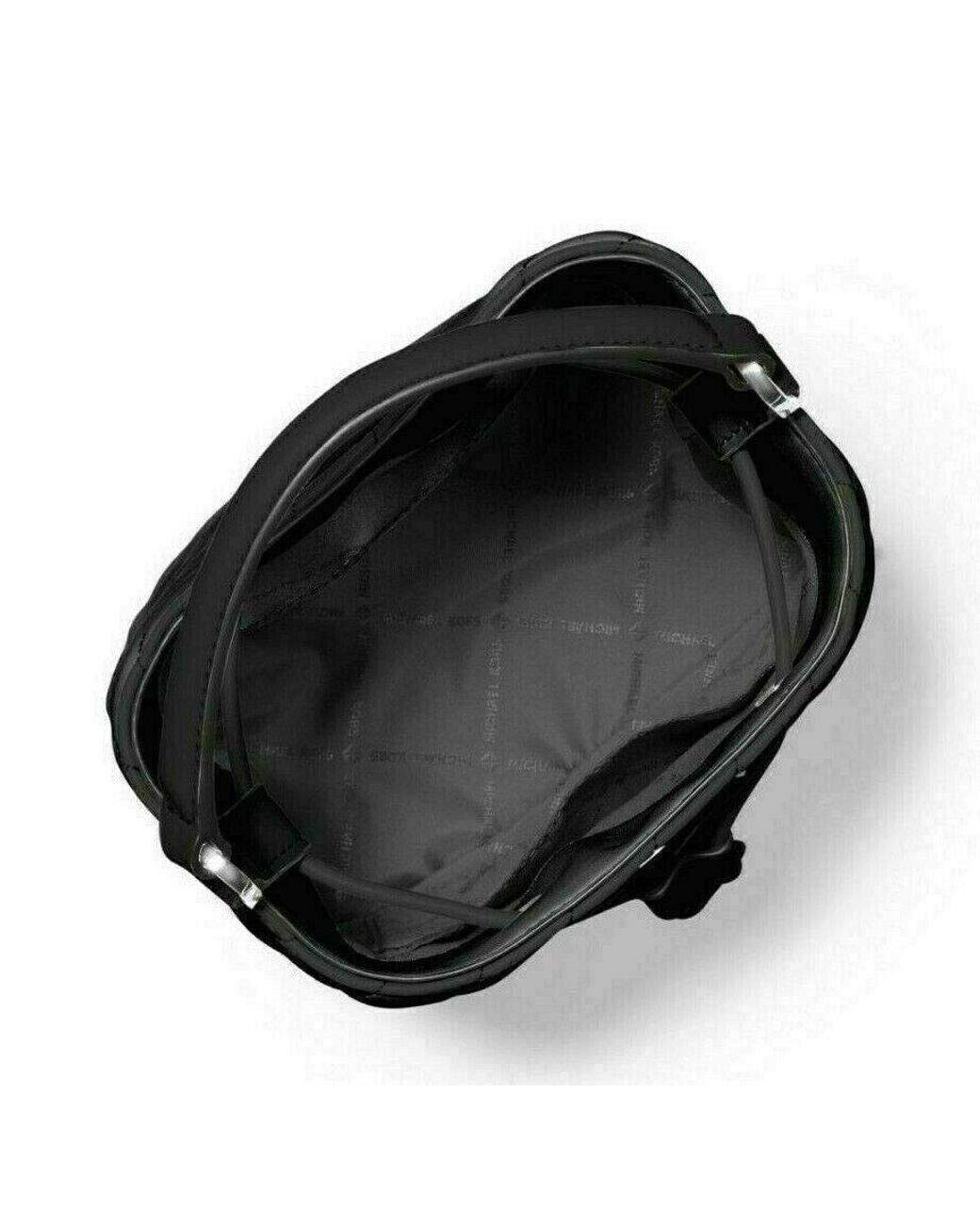 Michael Kors Suri Medium Black White Quilted Leather Bucket Crossbody Purse  Bag