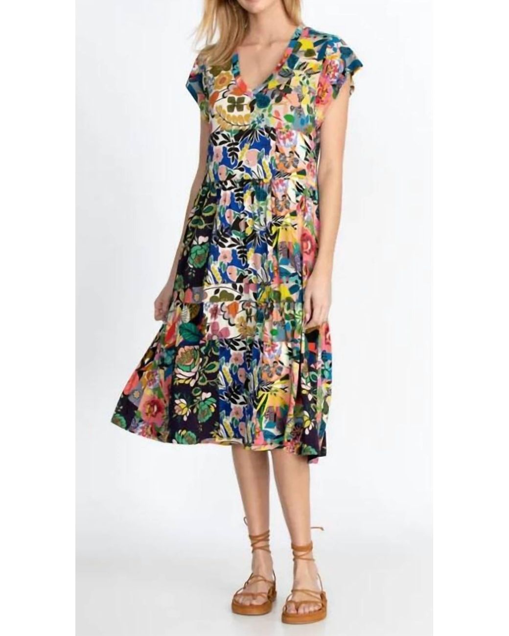 Johnny Was Chelsea Garden Tiered Tea Length Dress I Lyst