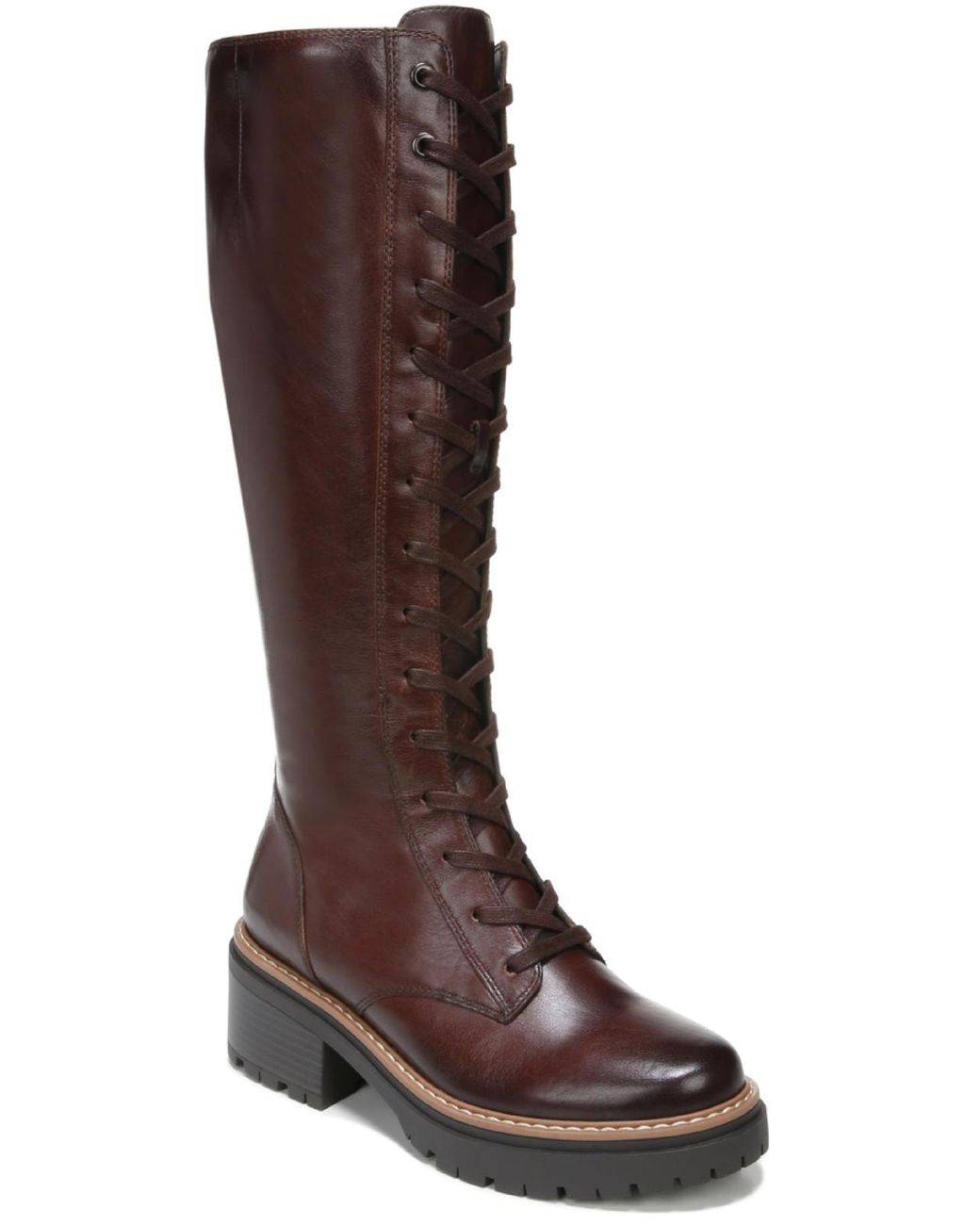 high neck leather boots