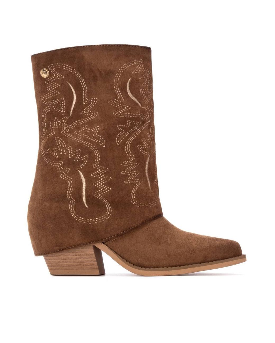 Xti Brown Suede Foldover Booties By